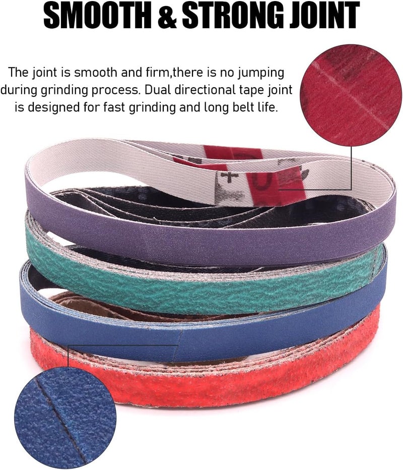 SHUTTLE GENIUS 36 Pack 1/2 x 18 Inch Sanding Belts, 4 pcs Each of 80/120/240/400/600/800/1000/2500/5000 Grit, 1/2x18 Replacement Sanding Belts for Air/Electirc Belt Sander,Woodworking Metal Polishing - Image 4